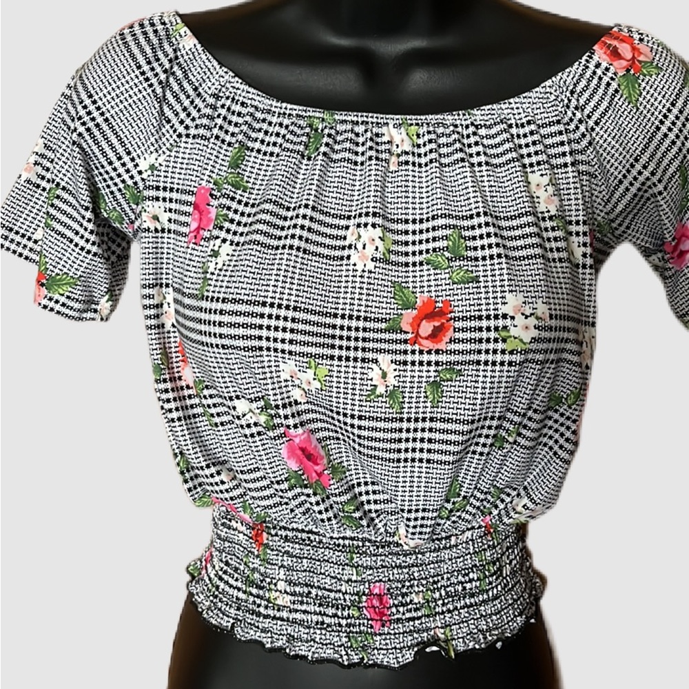 Floral Plaid Crop Top